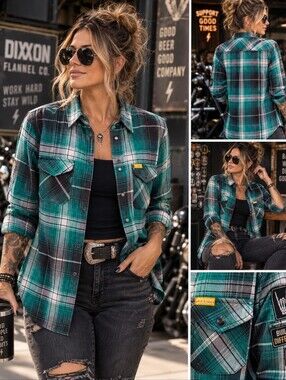 🌟🎀HOST PICK DIXXON “The Reilly” Women’s Teal and Black Plaid Button-Down Shirt